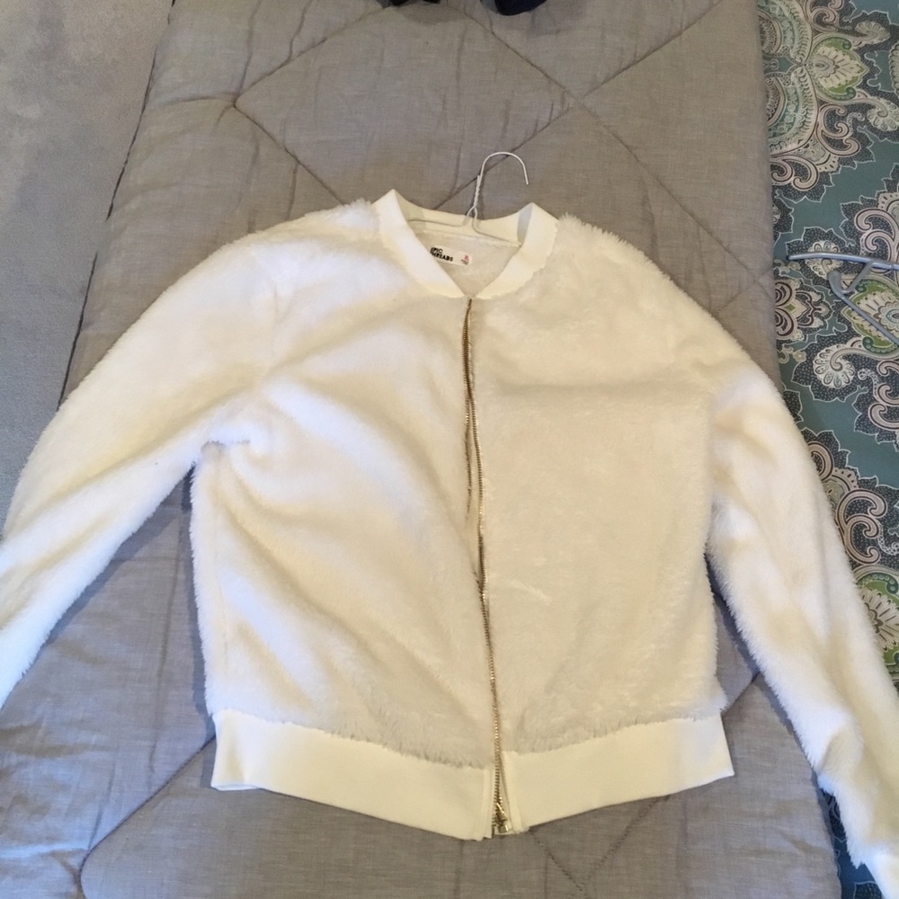 White faux fur jacket